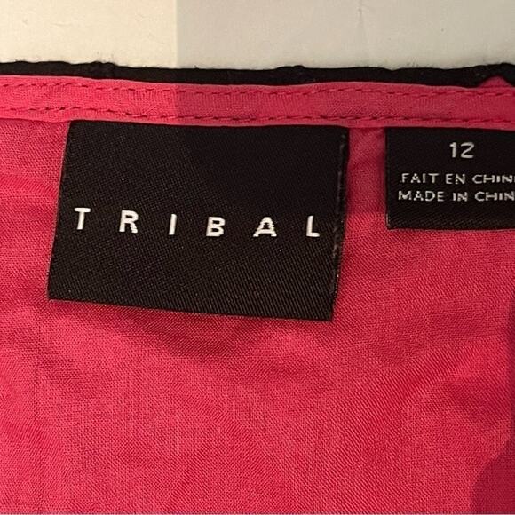 Tribal Black Pink Polka Dot Pure Cotton Office To Date Skirt NWOT Size 12 - Picture 8 of 12